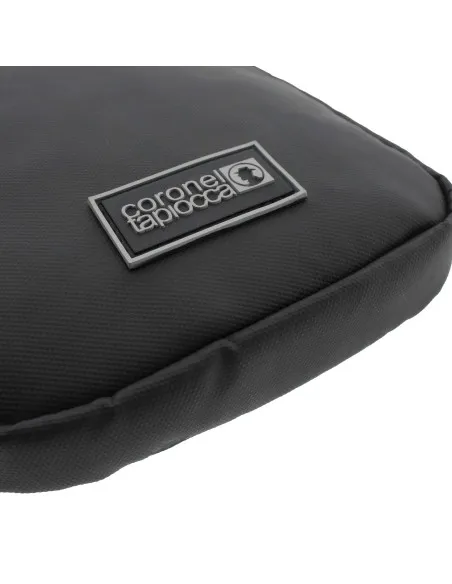 Bolso bandolera para hombre CORONEL TAPIOCCA Enzo de nylon revestido negro con cremallera