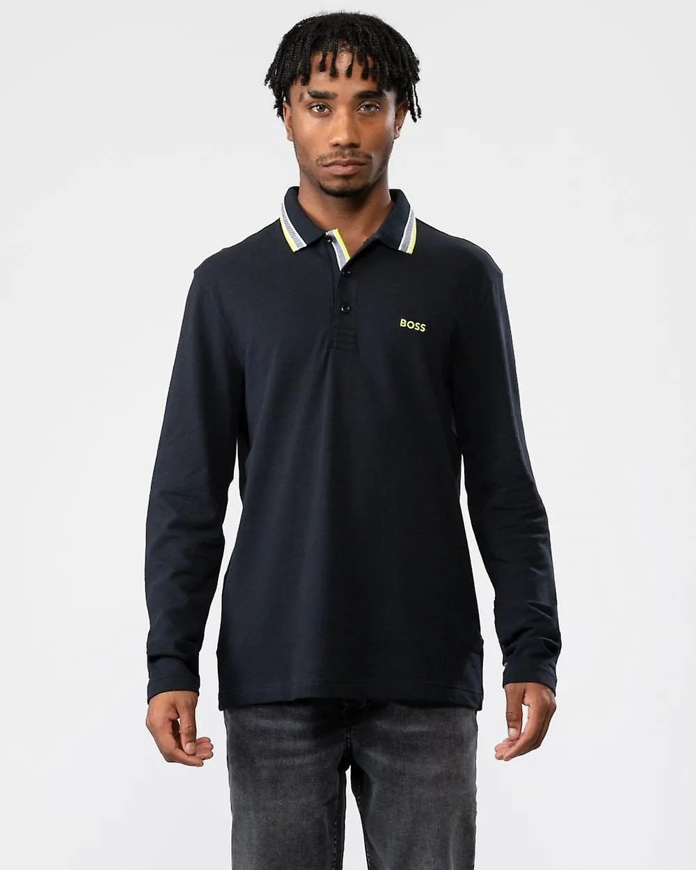 BOSS Green BOSS Green Plisy Cuello de marca para hombres Polo de manga larga