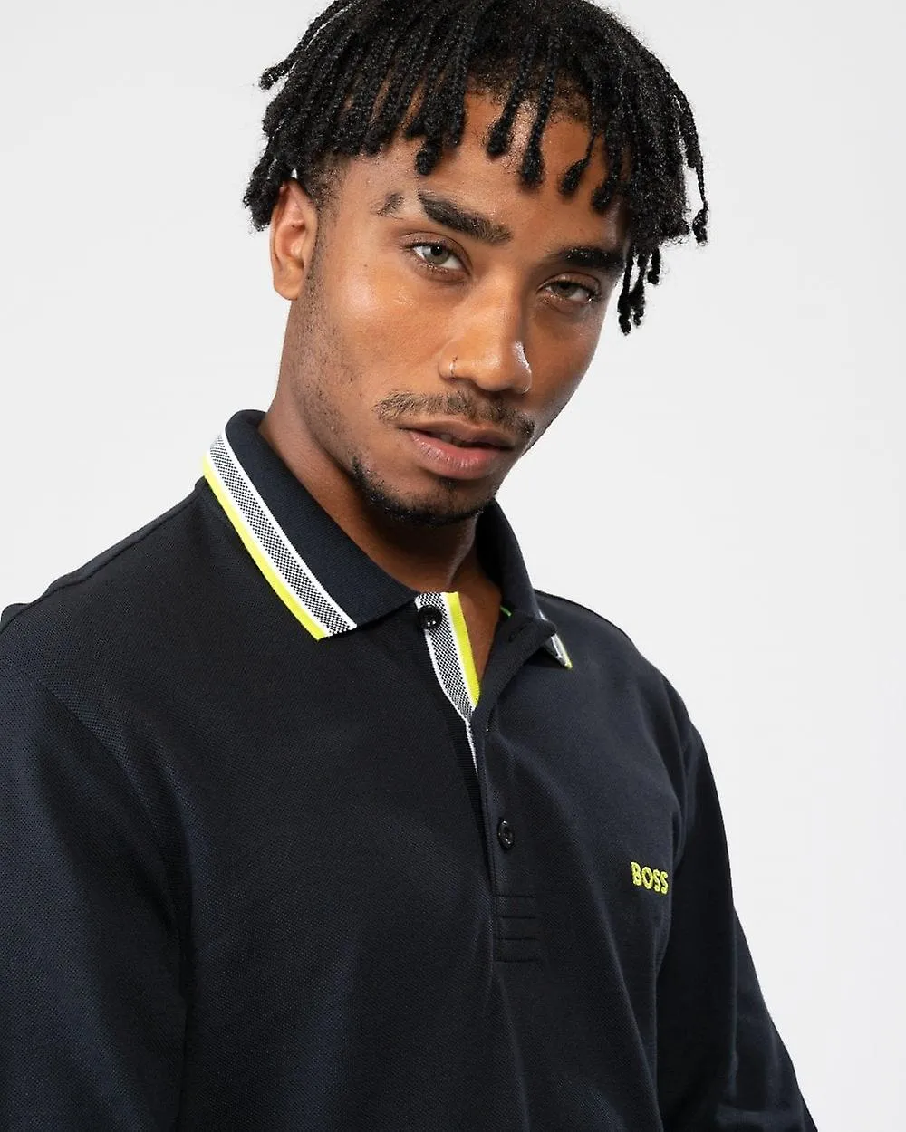 BOSS Green BOSS Green Plisy Cuello de marca para hombres Polo de manga larga