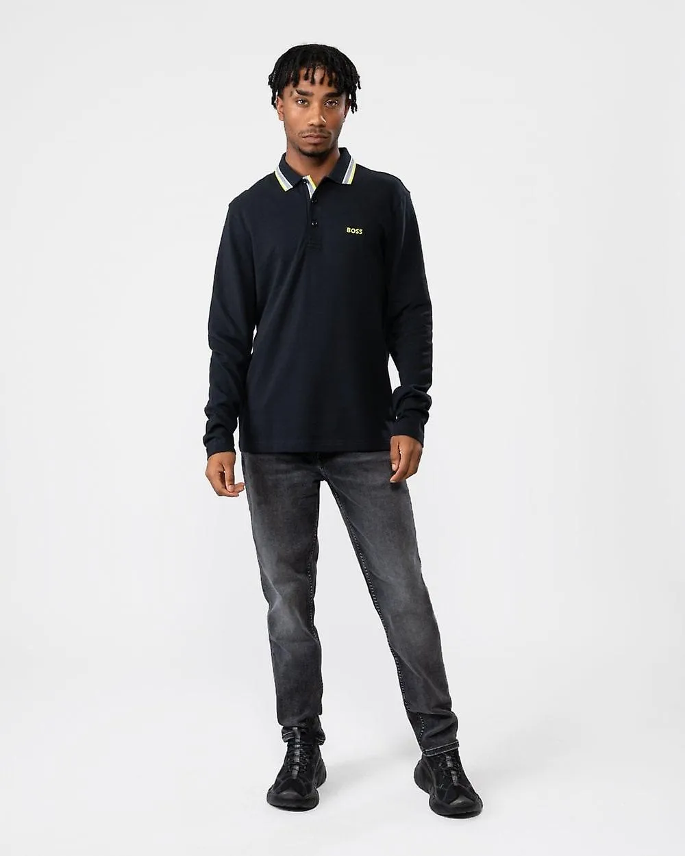 BOSS Green BOSS Green Plisy Cuello de marca para hombres Polo de manga larga
