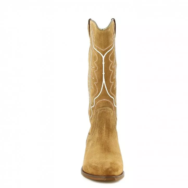 Botas tacón Redlove SERRAJE WHISKY CON DETALLES BORDADOS