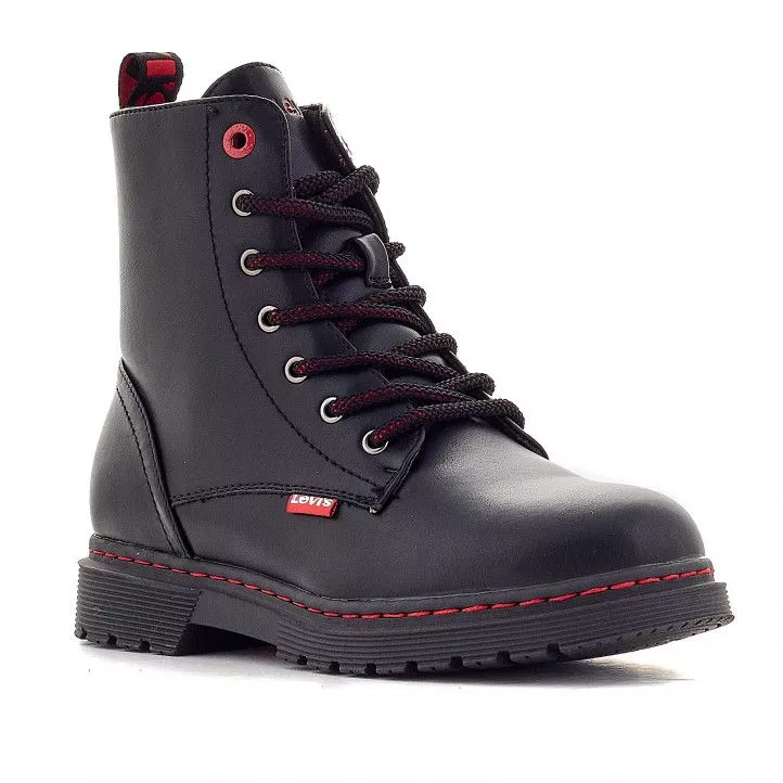 Botines Levi's negras con detalles en rojo