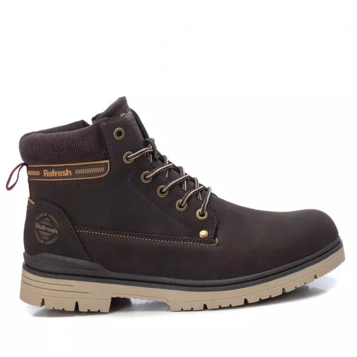 Botines Refresh marrones con detalles en crema