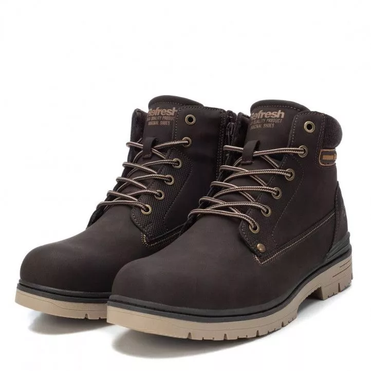 Botines Refresh marrones con detalles en crema