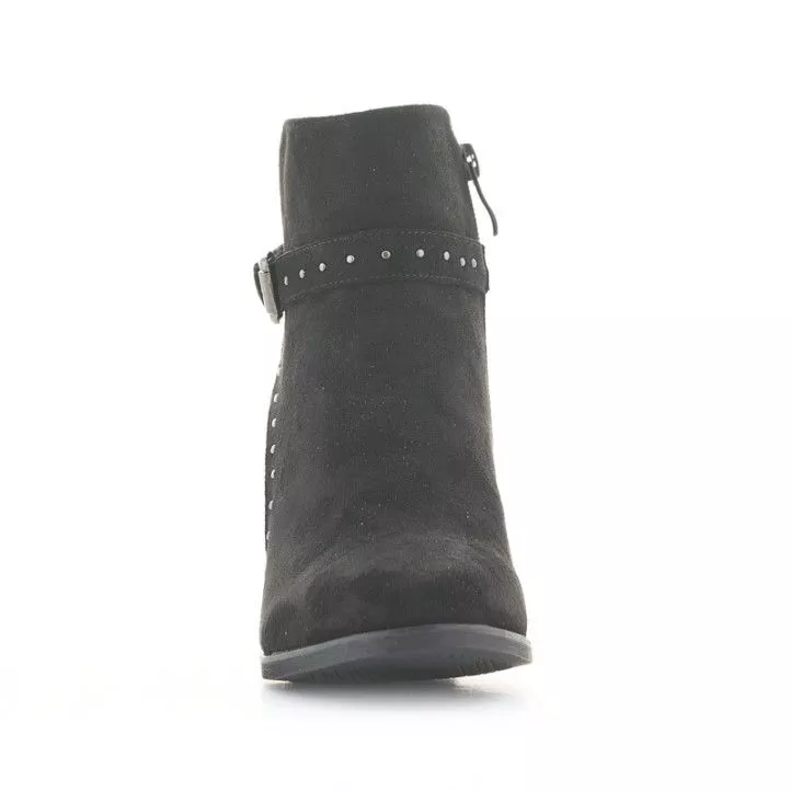 Botines tacón You Too negros de antelina con tachuelas y hebilla en el tobillo