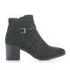 Botines tacón You Too negros de antelina con tachuelas y hebilla en el tobillo