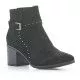 Botines tacón You Too negros de antelina con tachuelas y hebilla en el tobillo