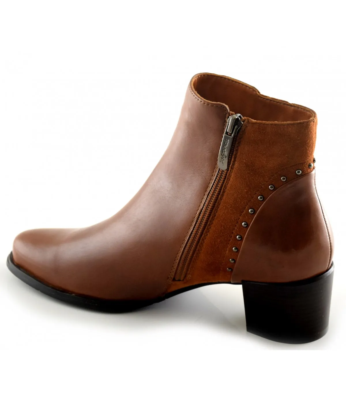 Botín en piel cognac para mujer