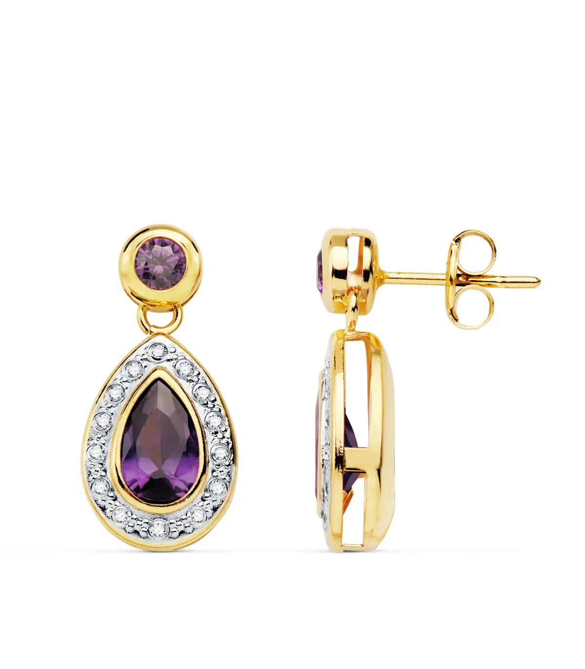 Boucles d'oreilles Nebraska Or Bicolore 18K Améthyste 18mm