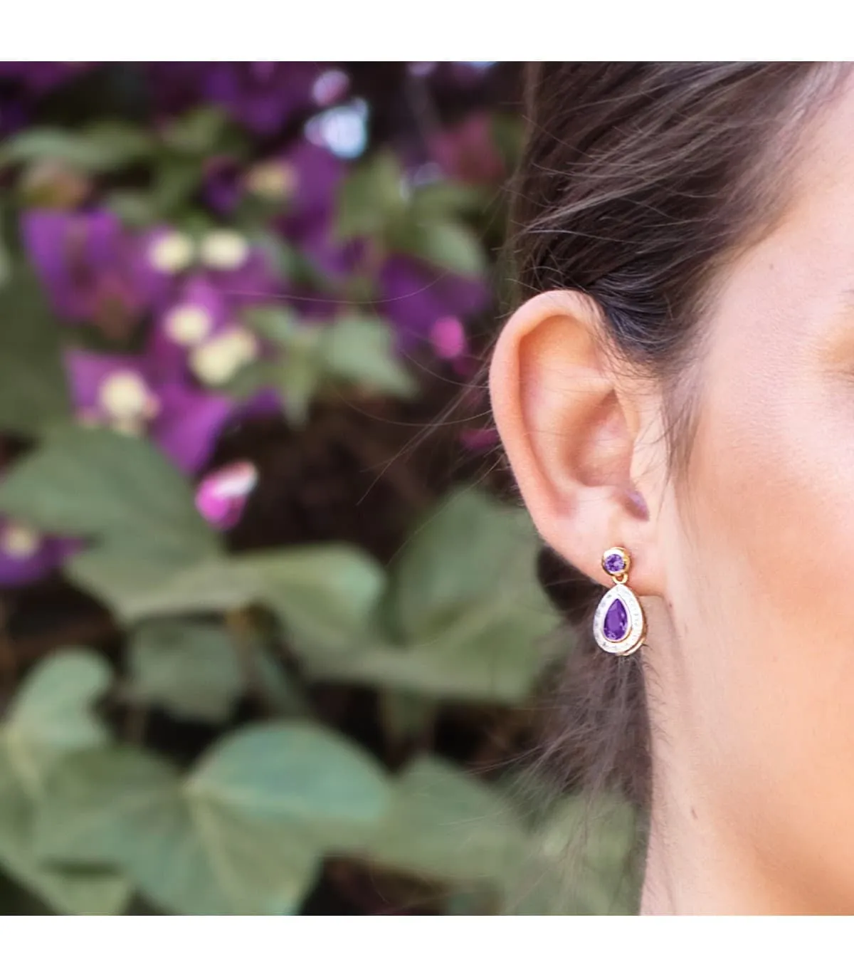 Boucles d'oreilles Nebraska Or Bicolore 18K Améthyste 18mm