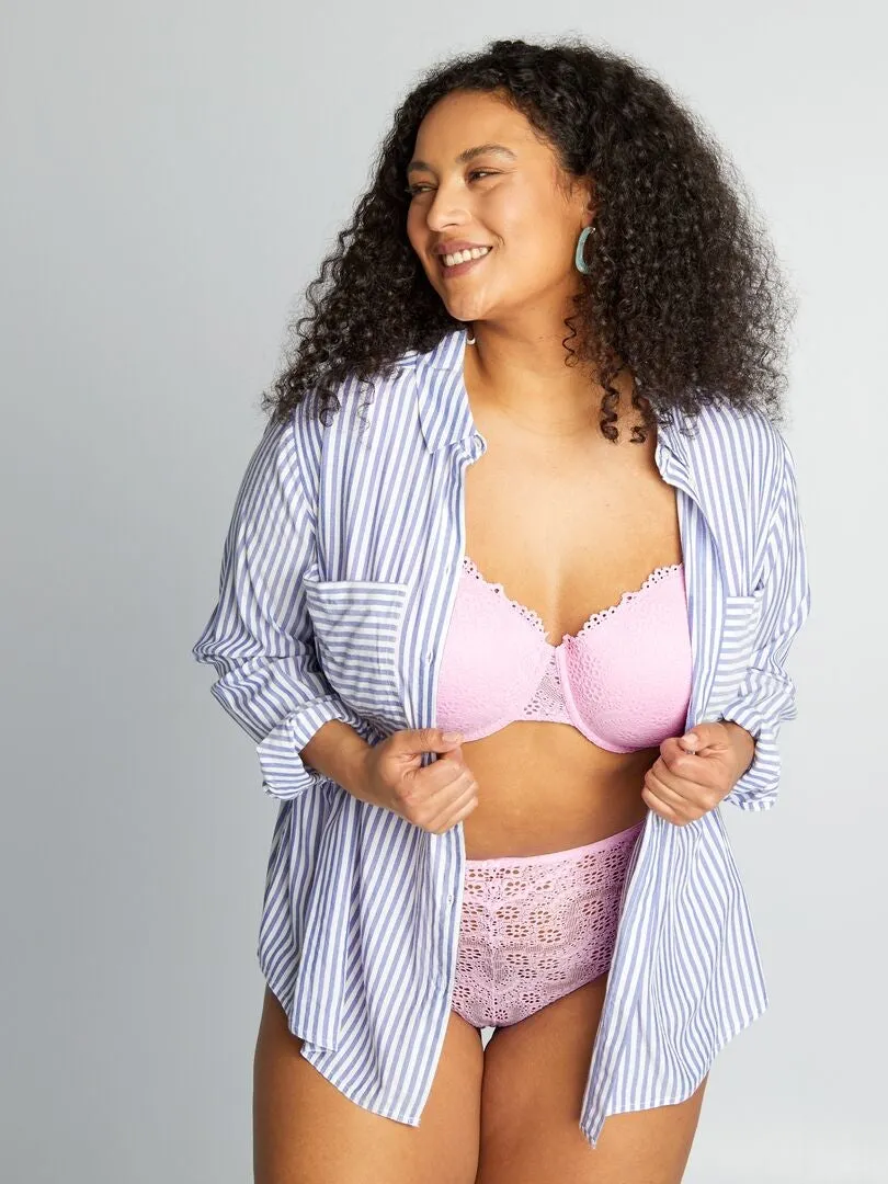 BRAGUITA BRASILEñA LISA DE ENCAJE  PURPURA