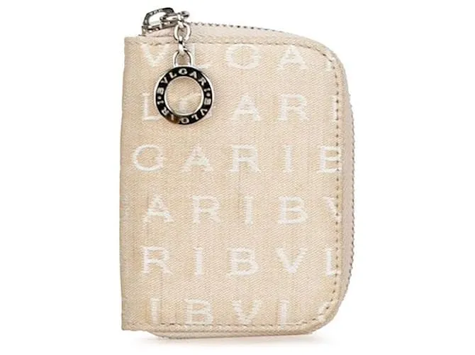 BULGARI ESTUCHE DE LLAVES DE LONA BVLGARI BZERO1 LOGO MANIA BEIGE EN MUY BUEN ESTADO 