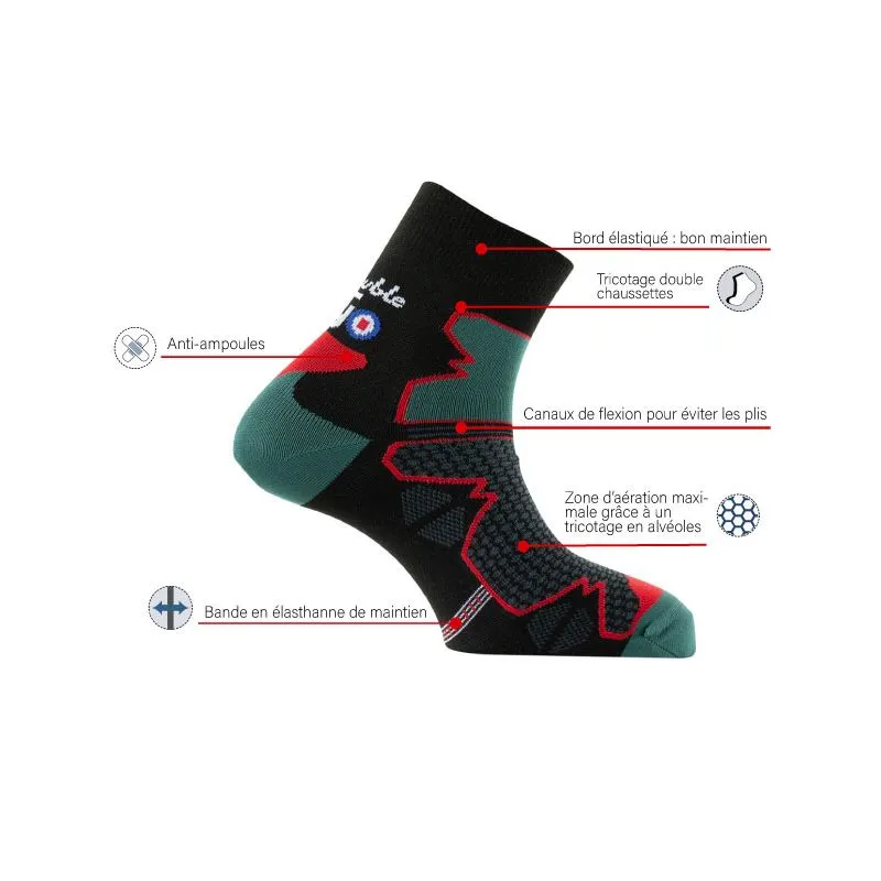 Calcetines Thyo TIGE COURTE LA DOUBLE TREK GREK (NEGRO / NARANJA)