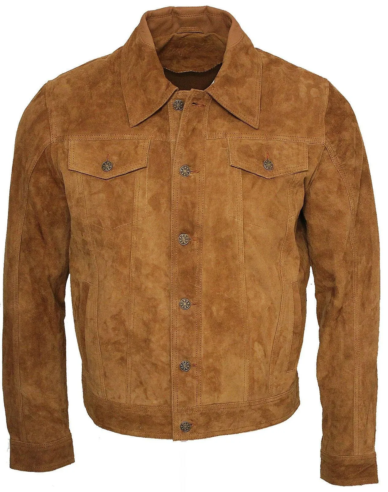 Camisa bronceada para hombre Chaqueta de cuero de ante