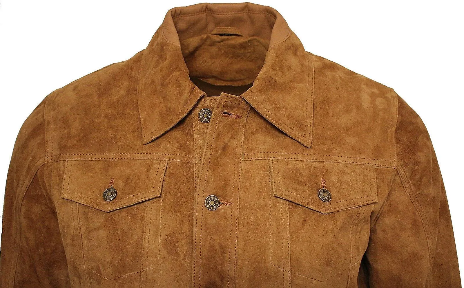 Camisa bronceada para hombre Chaqueta de cuero de ante