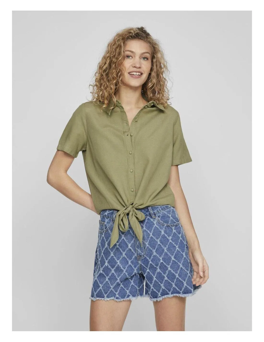 CAMISA CON NUDO KAKI VILA CLOTHES PRISILLA
