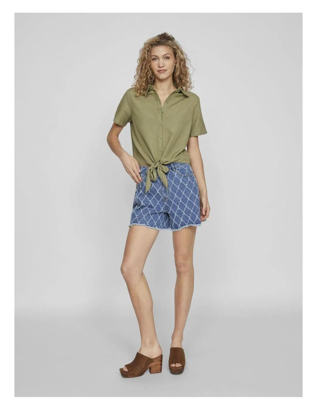 CAMISA CON NUDO KAKI VILA CLOTHES PRISILLA