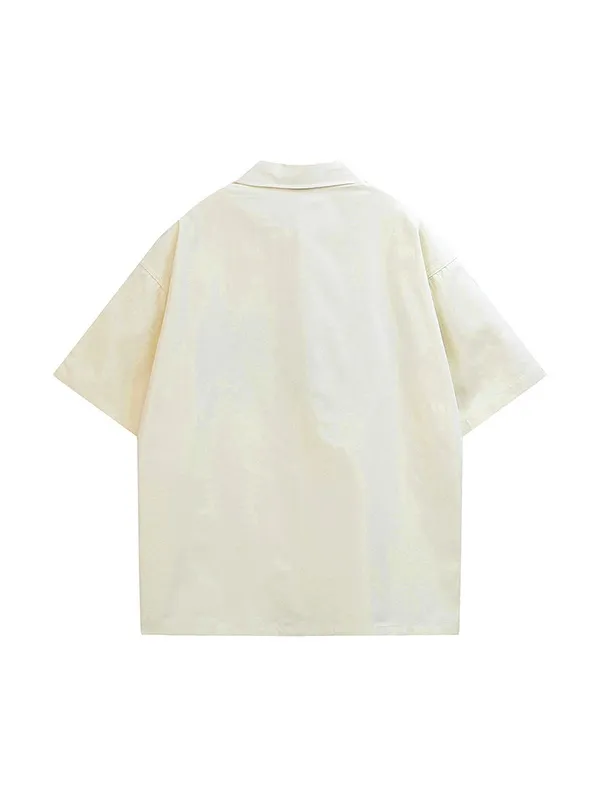 Camisa de botones con gráfico punk para hombre