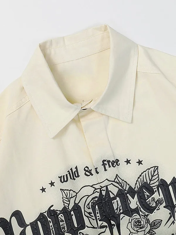 Camisa de botones con gráfico punk para hombre
