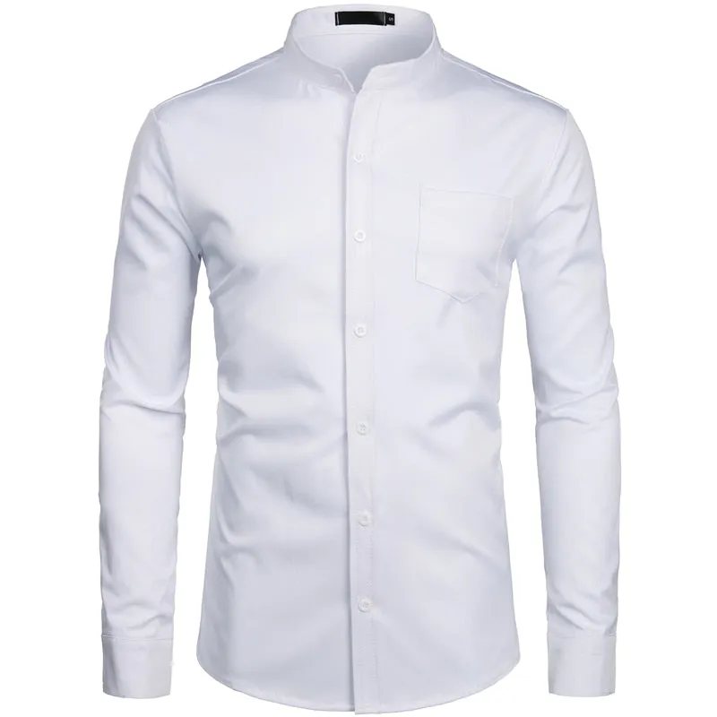 Camisa De Vestir Con Cuello Fino Para Hombre