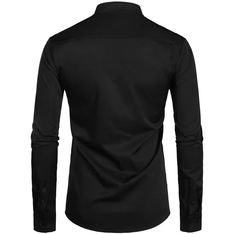 Camisa De Vestir Con Cuello Fino Para Hombre