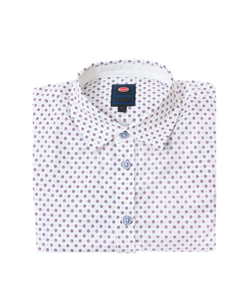 Camisa Niño BUGATTI Blanca Detalles Rojo