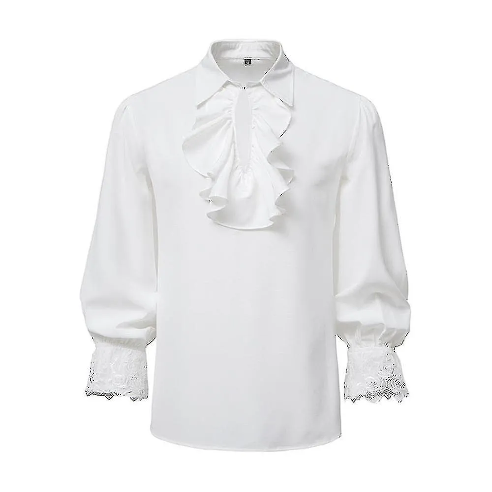 Camisa pirata para hombre Renacimiento N gótico con volantes Traje medieval Ropa Tops