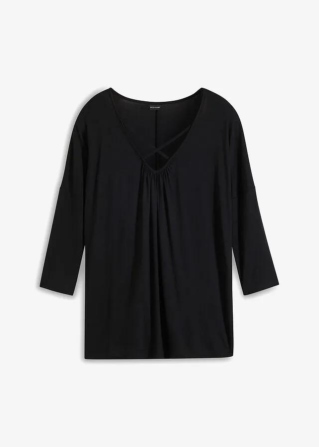 Camiseta con detalles de viscosa sostenible Negro