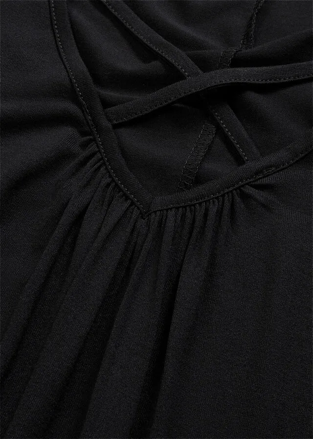 Camiseta con detalles de viscosa sostenible Negro