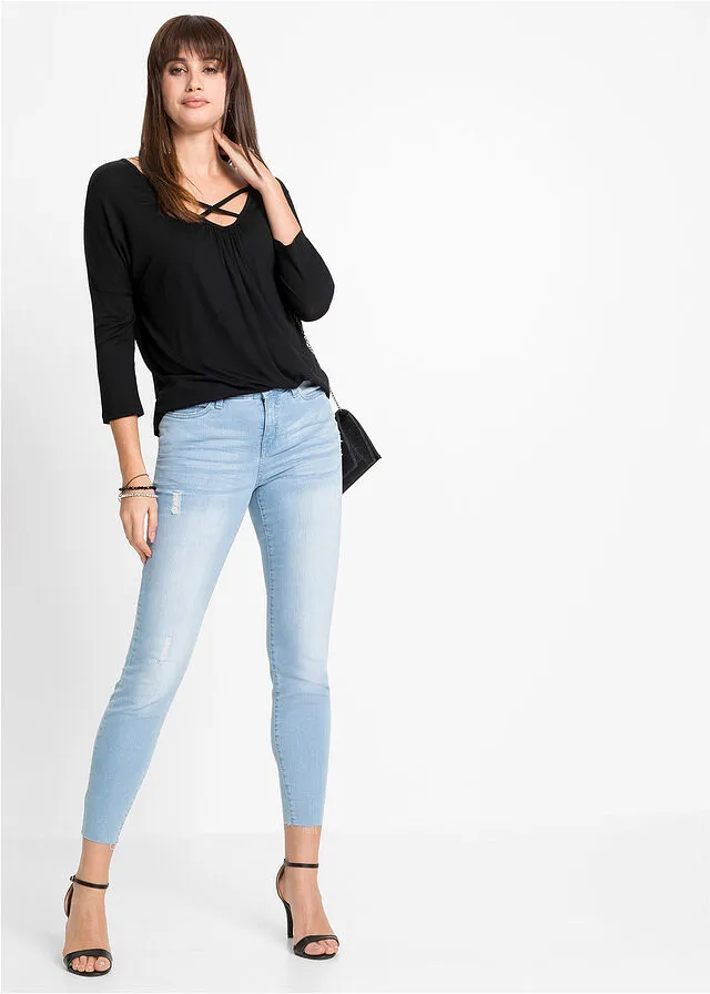 Camiseta con detalles de viscosa sostenible Negro