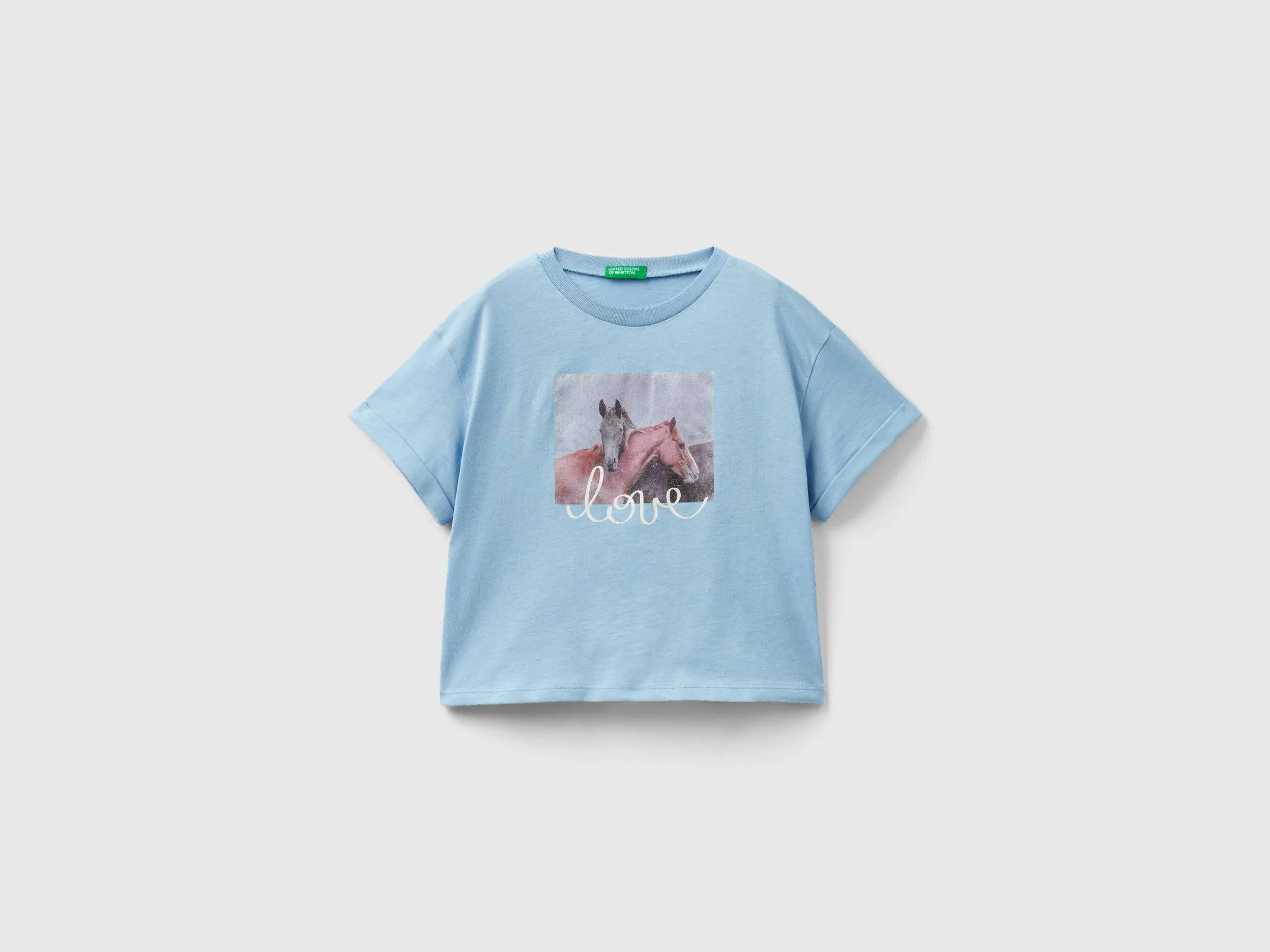 Camiseta con estampado fotográfico de caballos