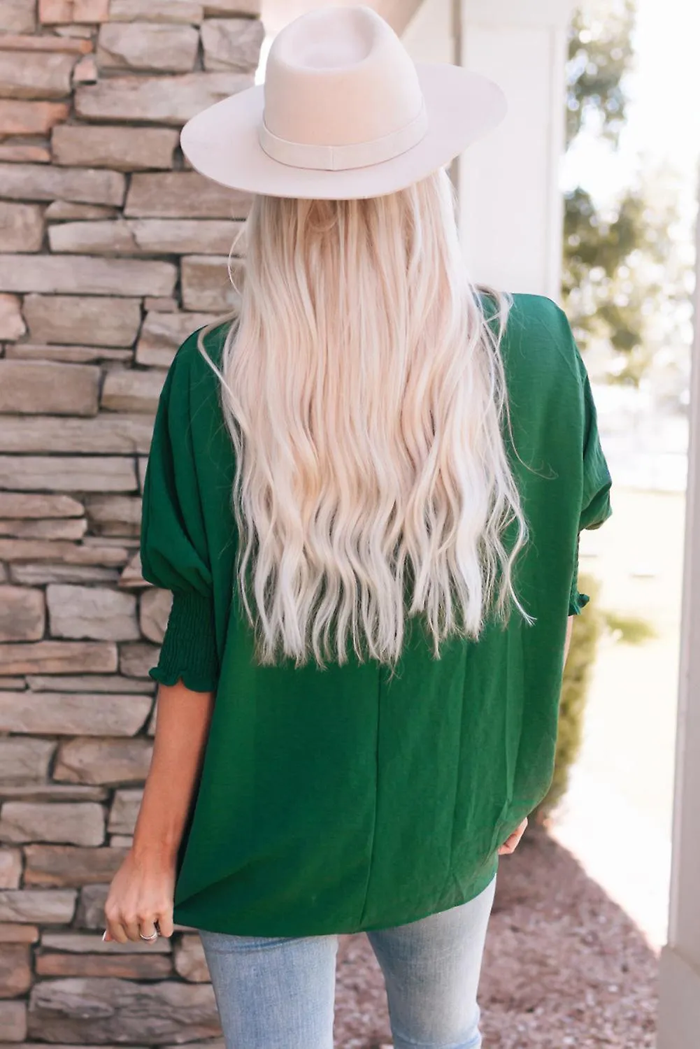 Camiseta de muñeca verde bata para mujer