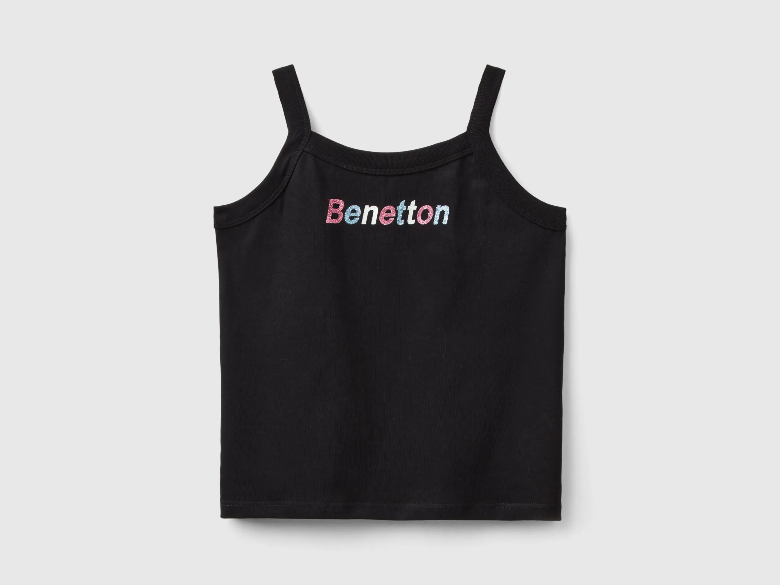 Camiseta de tirantes con estampado de logotipo de glitter