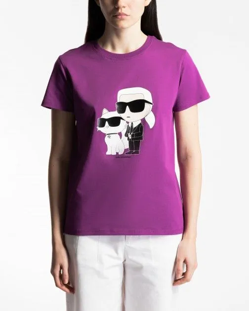 Camiseta Karl Lagerfeld Ikonik 2.0 Karl & Choupette Morado