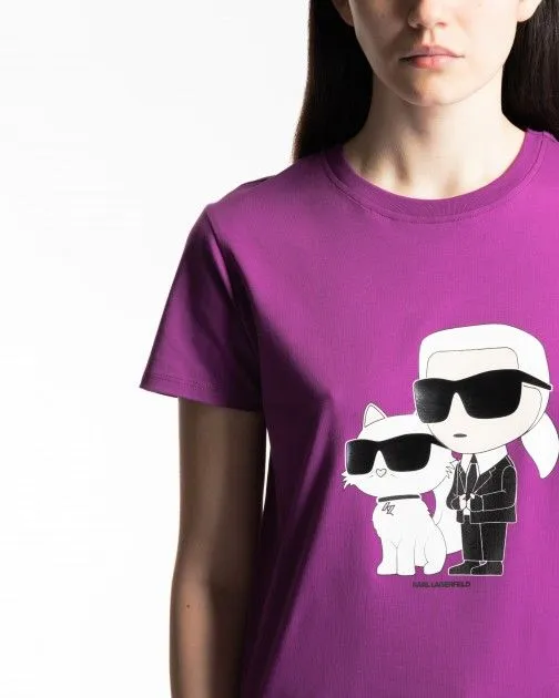 Camiseta Karl Lagerfeld Ikonik 2.0 Karl & Choupette Morado