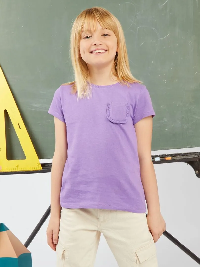 CAMISETA LISA CON BOLSILLO  PURPURA