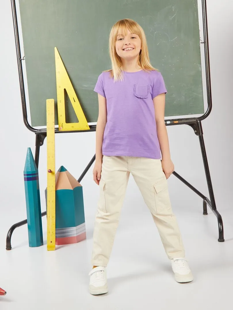 CAMISETA LISA CON BOLSILLO  PURPURA