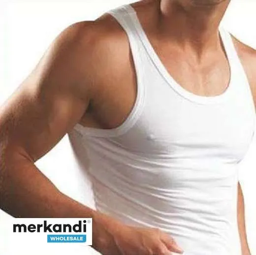 CAMISETA SIN MANGAS BLANCA PARA HOMBRE  PACK DE 4 ROPA INTERIOR DOBLE COSTILLA