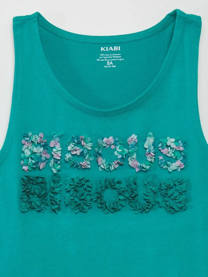 CAMISETA SIN MANGAS CON ESPALDA OLíMPICA Y DETALLE  VERDE