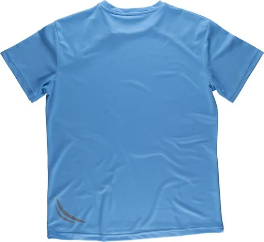 Camiseta técnica manga corta con detalles fluorescentes Celeste