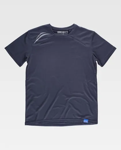 Camiseta técnica manga corta con detalles fluorescentes Marino