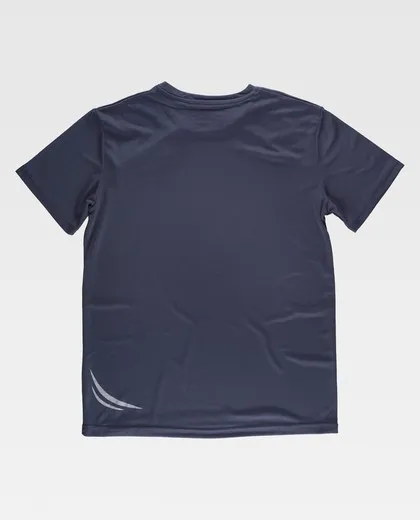 Camiseta técnica manga corta con detalles fluorescentes Marino