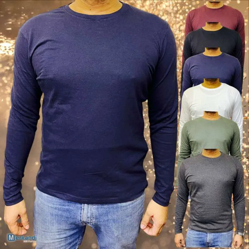 Camisetas para hombre Manga larga Crew Cuello redondo Diseñador liso Casual Top