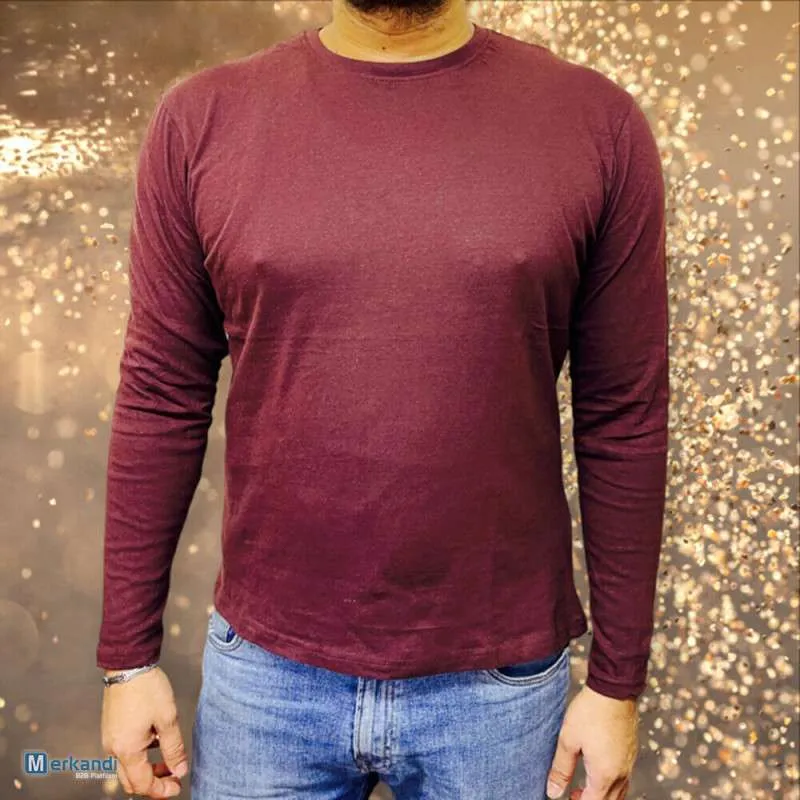 Camisetas para hombre Manga larga Crew Cuello redondo Diseñador liso Casual Top