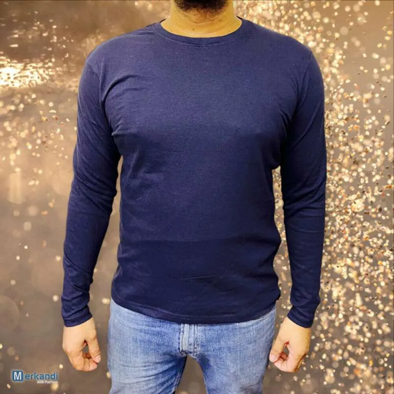 Camisetas para hombre Manga larga Crew Cuello redondo Diseñador liso Casual Top