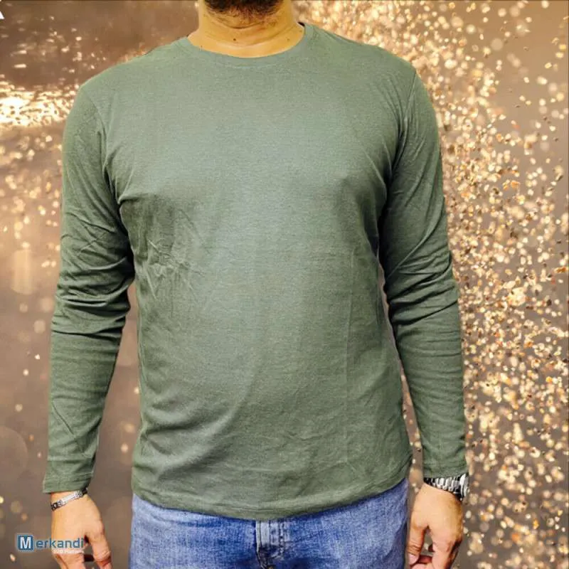 Camisetas para hombre Manga larga Crew Cuello redondo Diseñador liso Casual Top