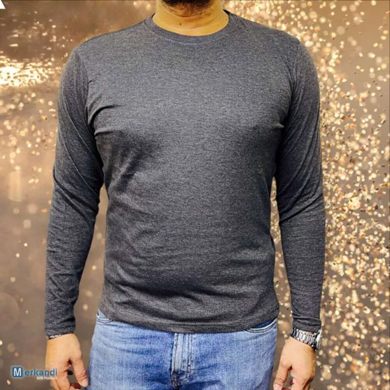 Camisetas para hombre Manga larga Crew Cuello redondo Diseñador liso Casual Top