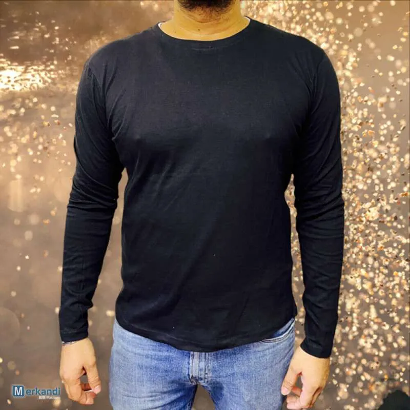 Camisetas para hombre Manga larga Crew Cuello redondo Diseñador liso Casual Top
