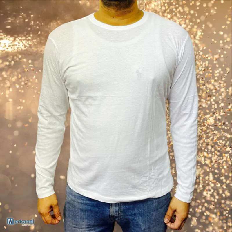 Camisetas para hombre Manga larga Crew Cuello redondo Diseñador liso Casual Top