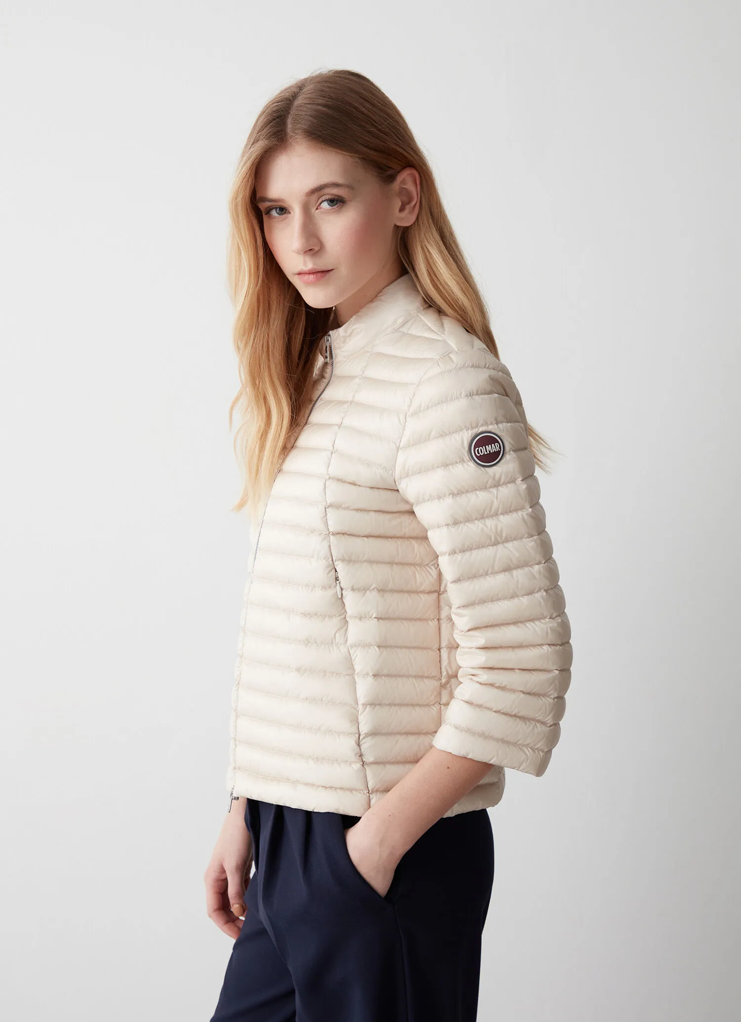 Capa acolchada con cuello mao